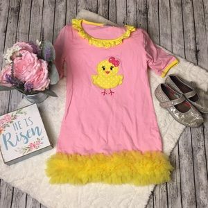 HP🎉 Adorable Ruffle Easter Chick 🐣 Dress NEW Easter Boutique Frill Embroidered